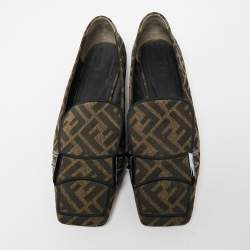 Fendi Beige/Brown Zucca Canvas Slip-On Loafers Size 40
