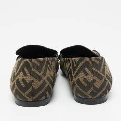 Fendi Beige/Brown Zucca Canvas Slip-On Loafers Size 40