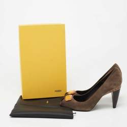 Pre Owned Fendi Brown Suede  Open Toe  Pumps Size 38