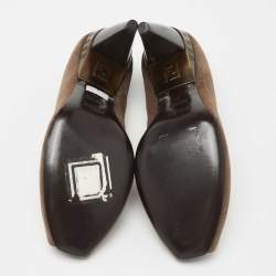 Pre Owned Fendi Brown Suede  Open Toe  Pumps Size 38
