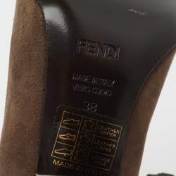 Pre Owned Fendi Brown Suede  Open Toe  Pumps Size 38