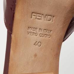 Pre Owned Fendi Burgundy Patent Leather FF Super Star Peep-Toe Slide Sandals Size 40