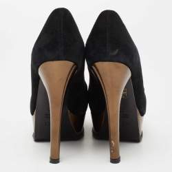 Pre Owned Fendi Black/Copper Suede Fendista Platform Pumps Size 37.5