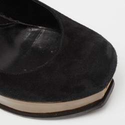 Pre Owned Fendi Black/Copper Suede Fendista Platform Pumps Size 37.5