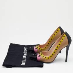 Pre Owned حذاء كعب عالي فندي مونستر أيز جلد وجلد لامع متعدد الألوان مرصع مقدمة مدببة مقاس 36