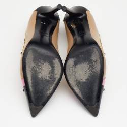 Pre Owned حذاء كعب عالي فندي مونستر أيز جلد وجلد لامع متعدد الألوان مرصع مقدمة مدببة مقاس 36