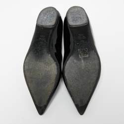 Pre Owned Fendi Black Patent Leather Flowerland Ballet Flats Size 38.5