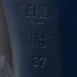 Pre Owned Fendi Black/Olive Green Wave Leather Foldable Heel Peep Toe Pumps Size 37