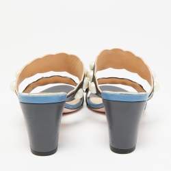 مملوكة مسبقًا Fendi Multicolor Leather Faux Pearl Embellished Slide Sandals Size 40