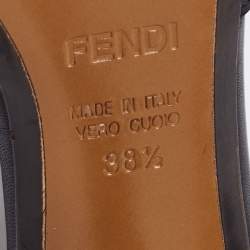 Pre Owned Fendi Black Leather Cap Toe Ankle Wrap Sandals Size 38.5