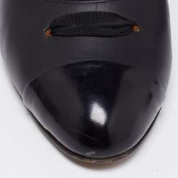 Pre Owned Fendi Black Leather Cap Toe Ankle Wrap Sandals Size 38.5