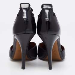 Pre Owned Fendi Black Leather Cap Toe Ankle Wrap Sandals Size 38.5