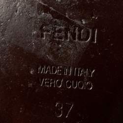 Pre Owned Fendi Metallic Gold/Brown Leather And Zucca Canvas Flat Thong Sandals Size 37
