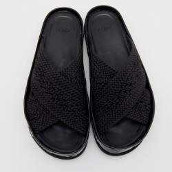 مملوكة مسبقًا Fendi Black Crochet Criss Cross Flats Size 39 