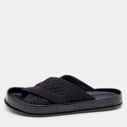 مملوكة مسبقًا Fendi Black Crochet Criss Cross Flats Size 39 