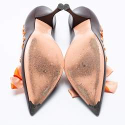 Pre Owned Fendi Brown Leather Ribbon Detail Pointed Toe Pumps Size 40