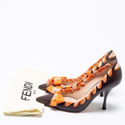 Pre Owned Fendi Brown Leather Ribbon Detail Pointed Toe Pumps Size 40