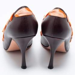 Pre Owned Fendi Brown Leather Ribbon Detail Pointed Toe Pumps Size 40