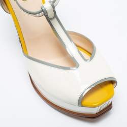 Pre Owned Fendi Multicolor Patent Leather Fendista T-Strap Sandals Size 40