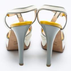 Pre Owned Fendi Multicolor Patent Leather Fendista T-Strap Sandals Size 40