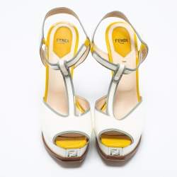 Pre Owned Fendi Multicolor Patent Leather Fendista T-Strap Sandals Size 40