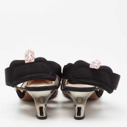 Pre Owned صندل فندي كاليبري جلد وشبك متعدد الألوان فتحة كعب مقاس 39.5