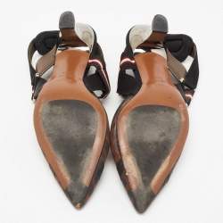 Pre Owned صندل فندي كاليبري جلد وشبك متعدد الألوان فتحة كعب مقاس 39.5