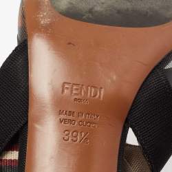 Pre Owned صندل فندي كاليبري جلد وشبك متعدد الألوان فتحة كعب مقاس 39.5