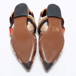 Pre Owned Fendi Orange/Brown Zucca PVC and Leather Colibri Slingback Flat Sandals Size 35