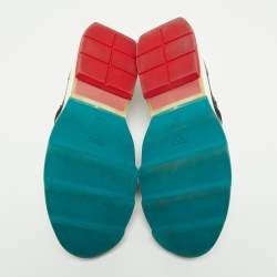 Pre Owned Fendi Black Leather Flowerland Slip On Sneakers Size 40