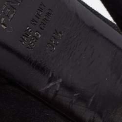 Pre Owned Fendi Black Suede Fendista Peep-Toe Platform Pumps Size 38.5