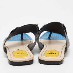 Pre Owned Fendi Multicolor Croc Embossed and Leather Bug Monster Thong Sandals Size 40