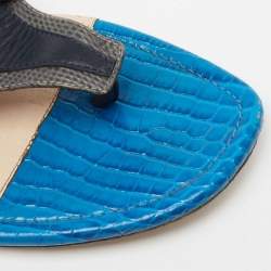 Pre Owned Fendi Multicolor Croc Embossed and Leather Bug Monster Thong Sandals Size 40