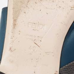 Pre Owned Fendi Multicolor Croc Embossed and Leather Bug Monster Thong Sandals Size 40