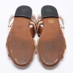 مملوكة مسبقًا Fendi Multicolor Fabric Slingback Flat Sandals Size 38 