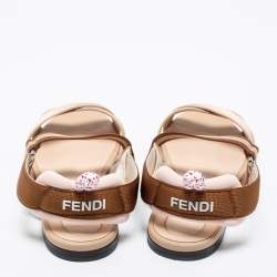 مملوكة مسبقًا Fendi Multicolor Fabric Slingback Flat Sandals Size 38 