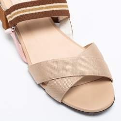 مملوكة مسبقًا Fendi Multicolor Fabric Slingback Flat Sandals Size 38 