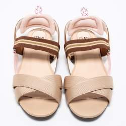 مملوكة مسبقًا Fendi Multicolor Fabric Slingback Flat Sandals Size 38 