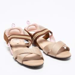 مملوكة مسبقًا Fendi Multicolor Fabric Slingback Flat Sandals Size 38 