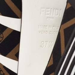 Pre Owned Fendi Black Canvas And Mesh Freedom Ankle Strap Sandals Size 37.5