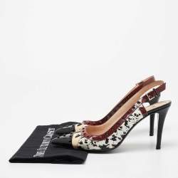 Pre Owned Fendi Multicolor Patent Leather and Python Embossed Leather Monster Eyes Studded Slingback Pumps Size 39