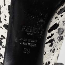 Pre Owned Fendi Multicolor Patent Leather and Python Embossed Leather Monster Eyes Studded Slingback Pumps Size 39