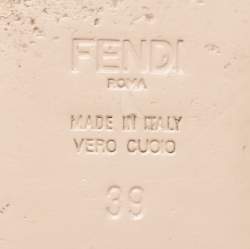 Pre Owned Fendi White/Black Logo Printed Velvet Flat Slides Size 39