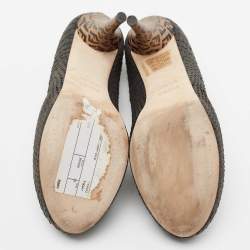 Pre Owned Fendi Dark Grey Python Embossed Leather Superstar Platform Pumps Size 39