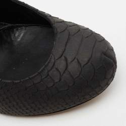 Pre Owned Fendi Dark Grey Python Embossed Leather Superstar Platform Pumps Size 39