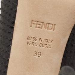 Pre Owned Fendi Dark Grey Python Embossed Leather Superstar Platform Pumps Size 39