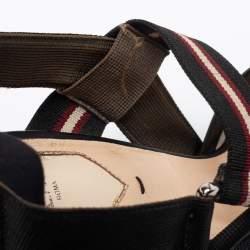 Pre Owned Fendi Brown/Black Zucca Mesh and Leather Colibri Slingback Pumps Size 38