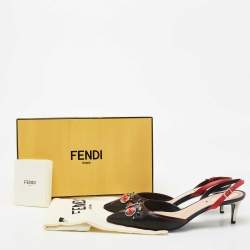 مملوكة مسبقًا صندل فندي مونستر أيز جلد مرصع متعدد الألوان بحزام للكاحل مقاس 39