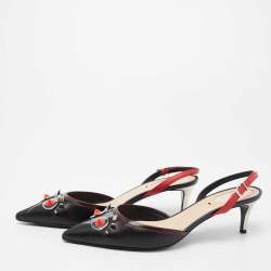 مملوكة مسبقًا صندل فندي مونستر أيز جلد مرصع متعدد الألوان بحزام للكاحل مقاس 39