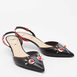 مملوكة مسبقًا صندل فندي مونستر أيز جلد مرصع متعدد الألوان بحزام للكاحل مقاس 39